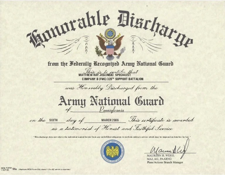 Discharge certificate military