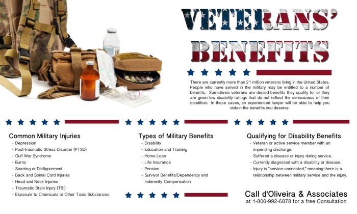 Benefits veterans va military infographic lawyer ri veteran disability service types common legal advice good united injuries vets